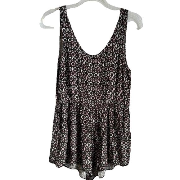 Y2K Womens Jumpsuit Shorts Coverup Geometric Pockets Pink Black Boho Festival S - Picture 1 of 11